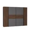 Schwebe-/Drehtürenschrank FAHDA - B. ca. 270 cm, Nussbaum Dekor, Grau