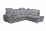 Ecksofa - 2-Sitzer, Ecke rechts inkl. Schlaffunktion und Bettkasten, verstellbare Kopfstützen, Stoff, Grau