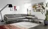 Ecksofa EM Imola - 2,5-Sitzer mit Longchair rechts inkl. Kopfteil und Sitztiefe verstellbar, Leder, Graugrün