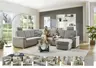 Wohnlandschaft  - Ecke links mit 2,5-Sitzer und Longchair rechts, Stoff Alufarben