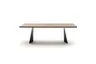 Esstisch 3100 - LB ca. 220x100 cm, Nussbaum Massiv, Stahlwange geneigt, Schwarz