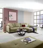 Ecksofa - 3-Sitzer mit Longchair rechts, Schlaffunktion, Stoff, Olive