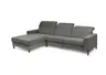 Ecksofa - CALM FLEX 2.0, Longchair links mit 3-Sitzer, Kopfteil verstellbar, Stoff, Dunkelgrau