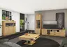 Highboard - mit Beleuchtung, Wildeiche massiv