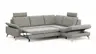 Ecksofa Tulsa KS - 2,5-Sitzer, Spitzecke und 1,5-Sitzer mit Anstellhocker aufklappbar rechts,  inkl. Kopfstütze, AL verstellbar und Schlaffunktion, Leder, Graubeige