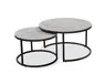 Couchtisch - 2er Set, Grau marmoriert, Schwarz