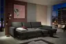 Ecksofa - 3-Sitzer mit Longchair rechts, Schlaffunktion, Stoff, Anthrazit
