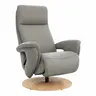 Sessel Tulsa Relax - Größe M, inkl. Fußteil/Rückenlehne verstellbar (motorisch), inkl. Kopfteilverstellung, Leder, Graubeige