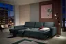 Ecksofa - Longchair links mit 3-Sitzer, Schlaffunktion, Stoff, Azur