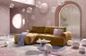 Ecksofa - Longchair links mit 2-Sitzer, Stoff, Goldfarben