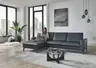 Ecksofa - Longchair links mit 3-Sitzer, Leder, Blau