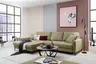 Ecksofa - Longchair links mit 3-Sitzer, Stoff, Olive