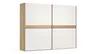 Schwebetürenschrank Viana - B ca. 301 cm, Lack, Weiß, Riffholz, Balkeneiche