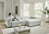 Ecksofa - 2-Sitzer mit Longchair rechts, Stoff, Weiß