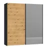 Schwebetürenschrank JOIN IT- B ca. 202 cm., Schwarz, Eiche, Furniert, Spiegel, Dunkel