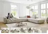Ecksofa - 3,5-Sitzer mit Ecke rechts, Stoff, Natur