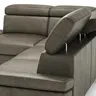 Ecksofa Hudson - Ecke links mit 2,5-Sitzer inkl. Kopfteil verstellbar, Leder, Braungrün