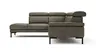 Ecksofa Hudson - Ecke links mit 2,5-Sitzer inkl. Kopfteil verstellbar, Leder, Braungrün