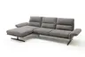 Ecksofa  Alexander - Longchair links mit 3-Sitzer inkl. Kopfstütze/Armlehne verstellbar, Stoff, Braungrün