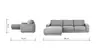 Ecksofa Balok - Longchair groß links mit 2,5-Sitzer, Leder, Dunkelbraun