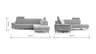 Ecksofa Tulsa KS - 2,5-Sitzer, Spitzecke und 1,5-Sitzer mit Anstellhocker aufklappbar rechts,  inkl. Kopfstütze, AL verstellbar und Schlaffunktion, Leder, Graubeige