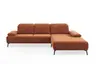 Ecksofa - 2,5-Sitzer mit Longchair rechts, Kopfteil/Armlehne/Rücken verstellbar, Stoff, Rost
