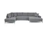 Wohnlandschaft - Ecke links, 2-Sitzer, Longchair rechts, Stoff, Grau
