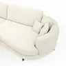 Ecksofa Solenne - Ottomane links mit Diwan rund rechts, Stoff, Weiß
