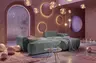 Ecksofa - 2-Sitzer mit Longchair rechts, Stoff, Aqua