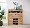 Highboard - mit Beleuchtung, B ca. 128 cm, Eiche Nachbildung, Eiche dunkel Nachbildung