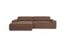 Ecksofa - Longchair links mit 2-Sitzer, Sitzvorzug motorisch, Stoff, Rotbraun