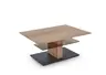 Couchtisch - höhenverstellbar LBH110x80x47(62) cm, Kerneiche Umato massiv, Glas, Bronze