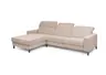 Ecksofa - CALM FLEX 2.0, Longchair links mit 3-Sitzer, Kopfteil verstellbar, Stoff, Rosa