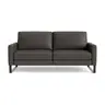 Sofa Enna - 3-Sitzig, Armlehne A, Leder, Dunkelbraun, Kufe, Schwarz