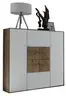 Highboard - Kerneiche massiv, Mattglas, Weiß mit Hirnholzscheiben