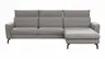 Ecksofa Avela - 2,5-Sitzer mit Longchair rechts inkl. Kopfteile verstellbar, Leder, Steingrau