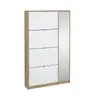 Schuhschrank - B ca. 99 cm, Eiche Struktur Nachbildung, Weiß Hochglanz