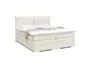 Boxspringbett SANDRIN L- Liegefläche ca. 200x200 cm, Stoff, Creme, inkl. Stauraum