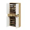 Schuhschrank- Eiche Dekor, Weiß
