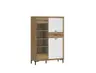 Highboardvitrine- Eiche Dekor, Weiß, Glas