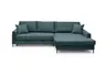 Ecksofa - 3-Sitzer mit Longchair rechts, Schlaffunktion, Stoff, Azur