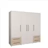  Drehtürenschrank FATHIE- B ca. 206 cm, Sand, Eiche Dekor