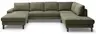 Wohnlandschaft CALM - Longchair links, 2-Sitzer, Ecke rechts, Microfaser, Olive
