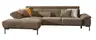 Ecksofa - Longchair links mit 2-Sitzer, Sitztiefe verstellbar, Stoff, Braungrün