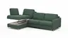 Ecksofa Nuoro - Longchair links mit 2-Sitzer inkl. Schlaffunktion und Bettkasten, Stoff, Dunkelgrün