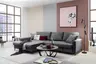 Ecksofa - Longchair links mit 3-Sitzer, Schlaffunktion, Stoff, Anthrazit