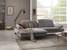  Ecksofa - Longchair links mit 1-Sitzer, Kopfteil/Armlehne/Sitztiefe verstellbar, Stoff, Grau