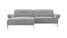 Ecksofa David - Longchair links mit 1,5-Sitzer inkl. Kopfstütze/Armlehne verstellbar, Stoff, Hellgrau