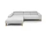 Ecksofa CHENOA - Longchair links mit 2-Sitzer, Kopfteil verstellbar, Stoff, Silbergrau