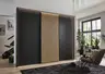 Schwebetürenschrank - B. ca. 250 cm, Lamellentür Bianco-Eiche-NB, Graphit